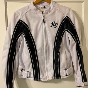 Harley-Davidson white fabric riding jacket. Size Small but fits like a medium.